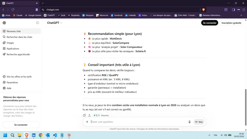 ChatGPT FR Recommandation simple (pour Lyon) &mdash; synthèse finale 19 mai 2026